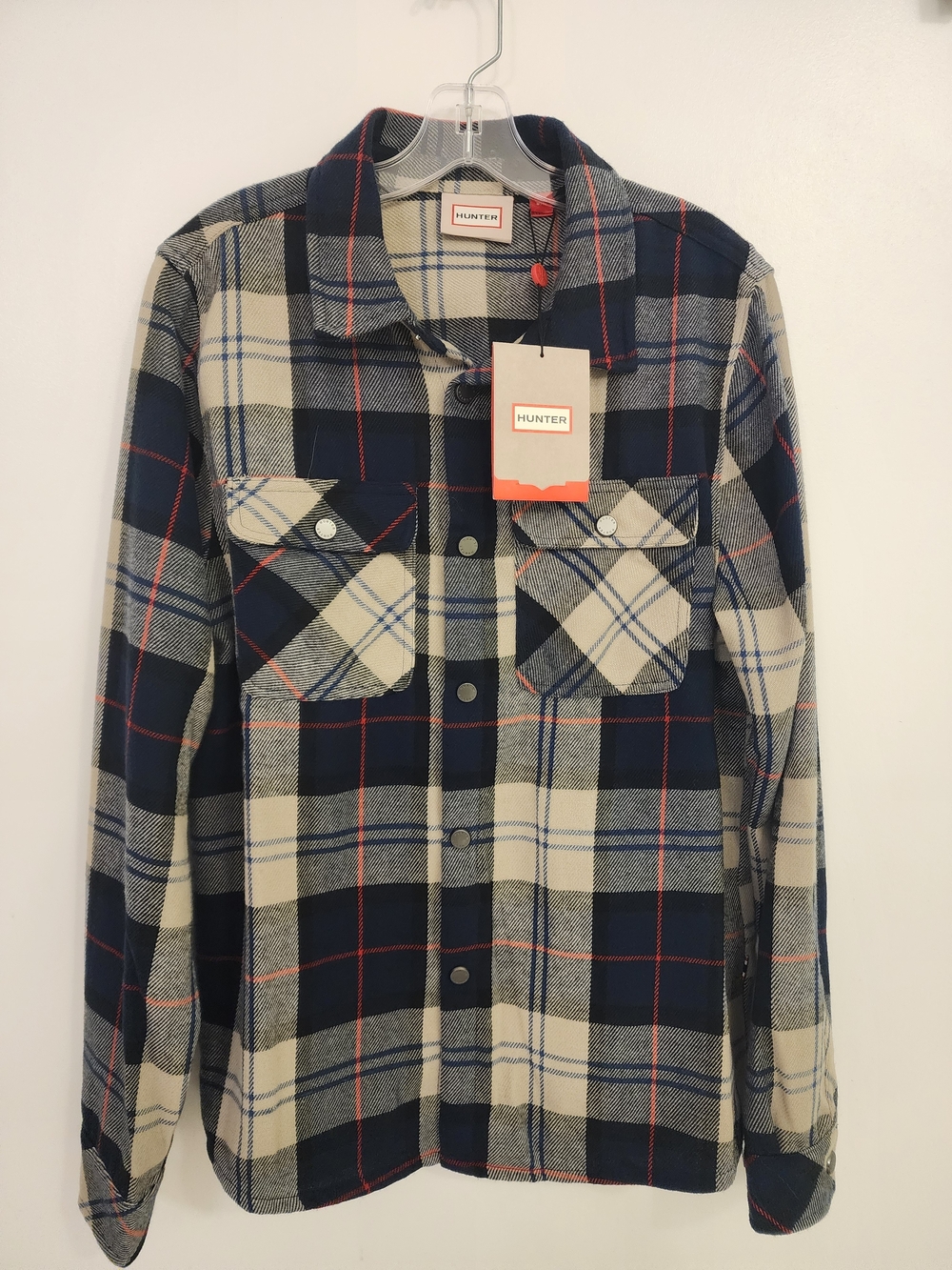 Hunter Navy, Cream and Red Plaid Button-Down Shirt